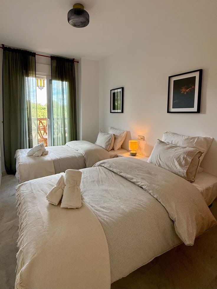 Tidy styled rental bedroom ready for guests